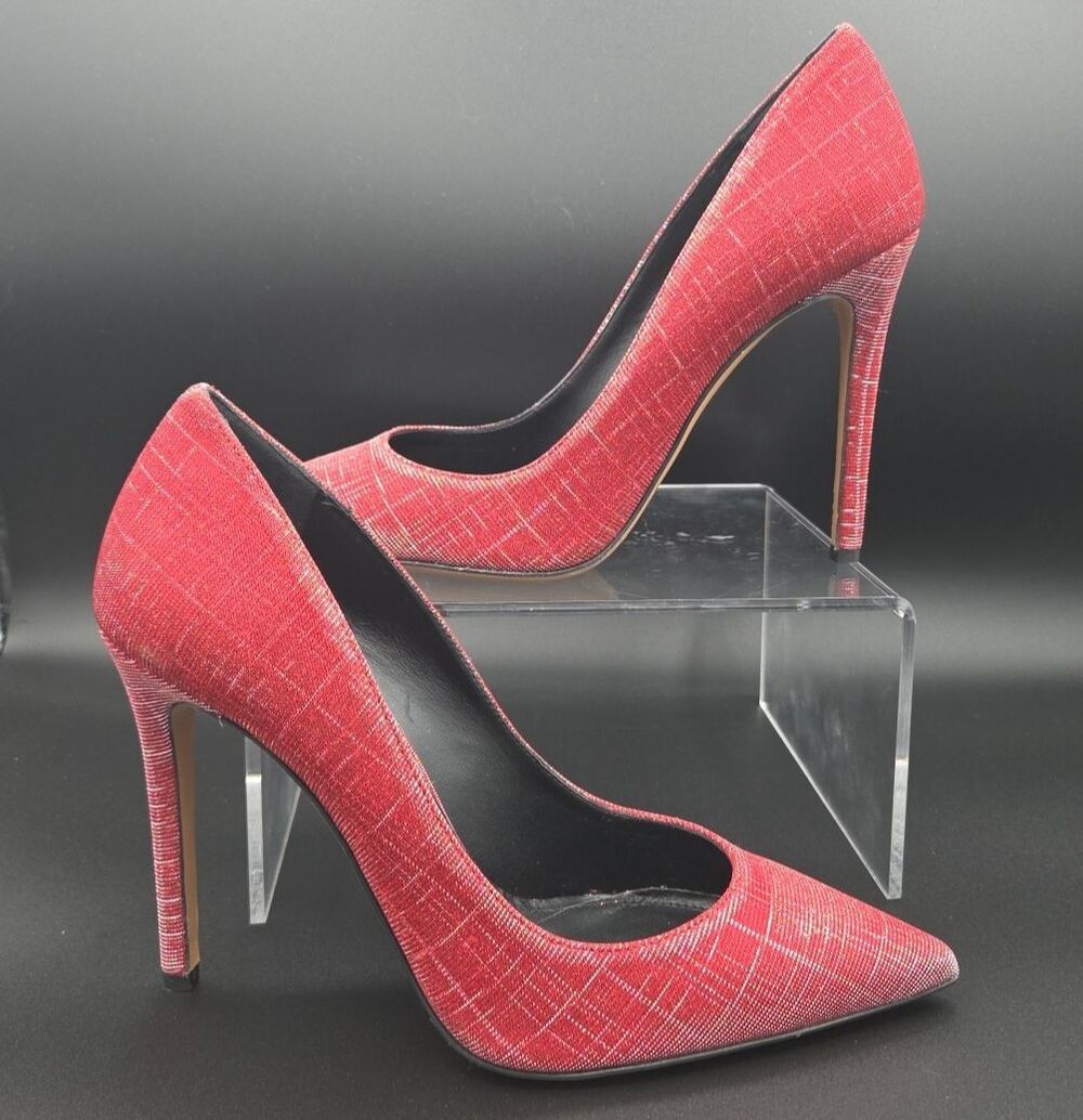 THE SELLER Women's Size 9 Reflective Shiny Red Pumps EU Size 39 Textile